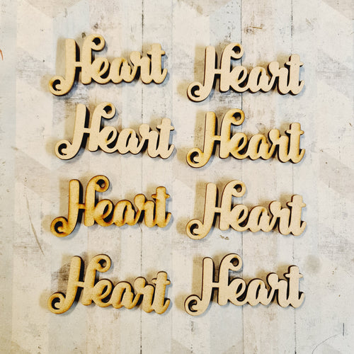 SALE - MDF Set of 8 Heart Wording CC118 - Olifantjie - Wooden - MDF - Lasercut - Blank - Craft - Kit - Mixed Media - UK