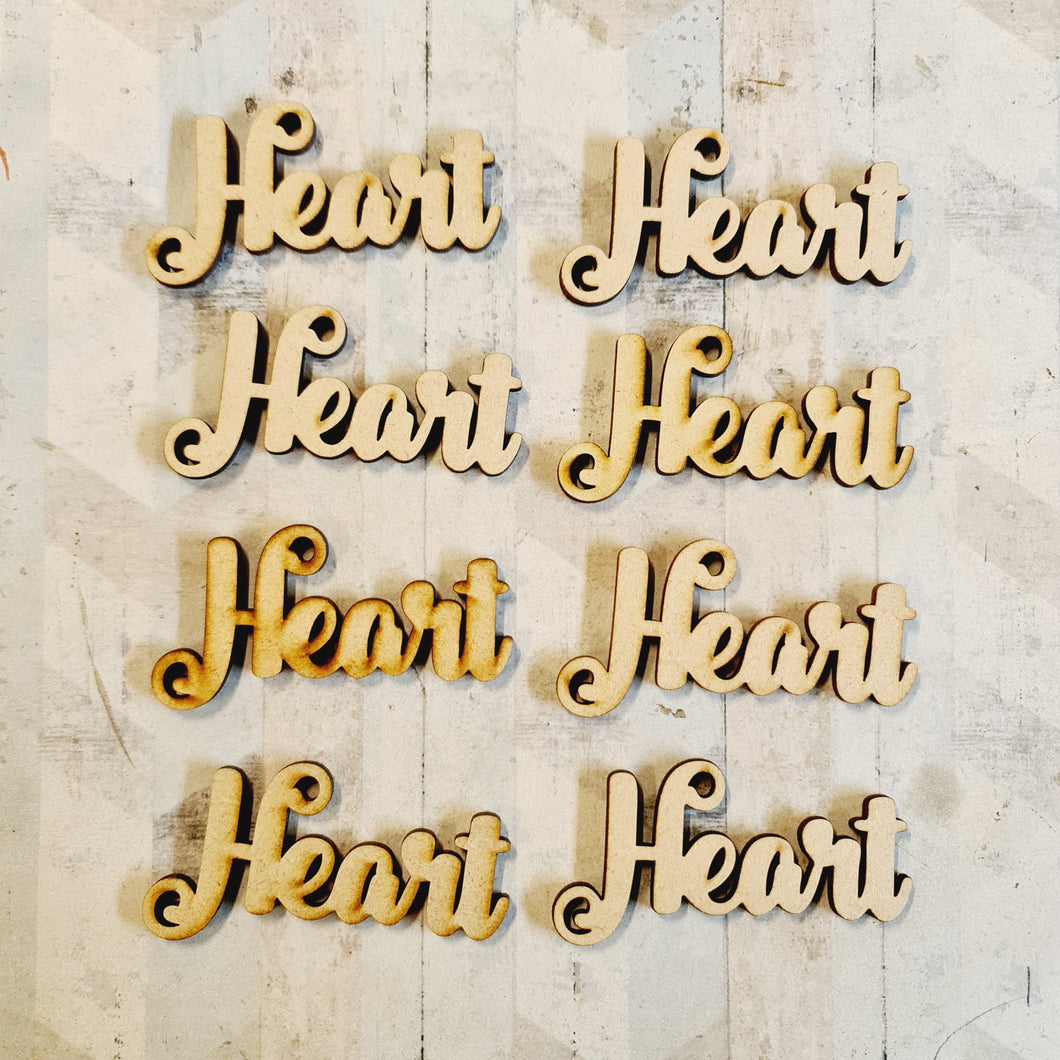 SALE - MDF Set of 8 Heart Wording CK21 - Olifantjie - Wooden - MDF - Lasercut - Blank - Craft - Kit - Mixed Media - UK