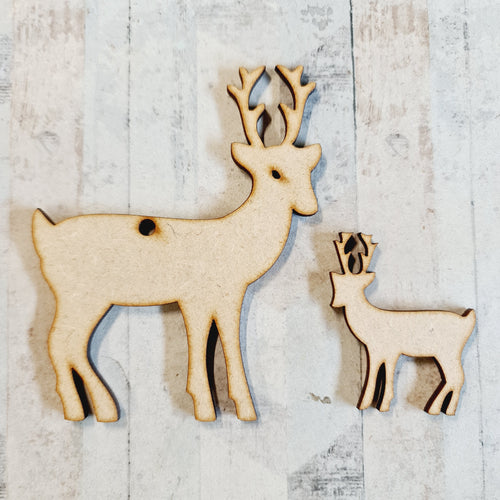 CH102 - MDF Christmas Reindeer - Set 2 - Olifantjie - Wooden - MDF - Lasercut - Blank - Craft - Kit - Mixed Media - UK