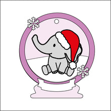 OL2495 - MDF Elephant 1 Christmas Bauble Snow Globe - Olifantjie - Wooden - MDF - Lasercut - Blank - Craft - Kit - Mixed Media - UK