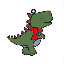 OL2041 - MDF Doodle Christmas Dinosaur Hanging - Dino 2 Scarf - with or without banner - Olifantjie - Wooden - MDF - Lasercut - Blank - Craft - Kit - Mixed Media - UK