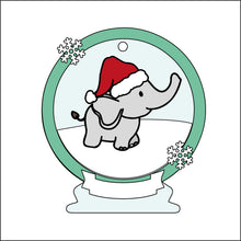 OL2496 - MDF Elephant 2 Christmas Bauble Snow Globe - Olifantjie - Wooden - MDF - Lasercut - Blank - Craft - Kit - Mixed Media - UK