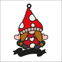 OL2221 - MDF Doodle Woodland Gonk Gnome Hanging - Mushroom / Toadstool - with or without banner - Olifantjie - Wooden - MDF - Lasercut - Blank - Craft - Kit - Mixed Media - UK