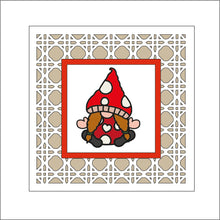 OL2222 - MDF Rattan Effect Square Plaque Gonk Doodle -  Mushroom woodland gnome - Olifantjie - Wooden - MDF - Lasercut - Blank - Craft - Kit - Mixed Media - UK