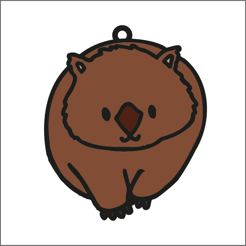 OL1940  - MDF Doodle Animal Hanging -  Wombat - Olifantjie - Wooden - MDF - Lasercut - Blank - Craft - Kit - Mixed Media - UK