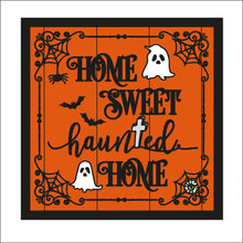 OL2343 - MDF Farmhouse Doodle Halloween  - Square layered Plaque - Home Sweet Haunted Home - Olifantjie - Wooden - MDF - Lasercut - Blank - Craft - Kit - Mixed Media - UK