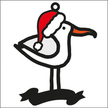 OL2130 - MDF Doodle  Christmas Hanging - Seagull 2 Hat - with or without banner - Olifantjie - Wooden - MDF - Lasercut - Blank - Craft - Kit - Mixed Media - UK
