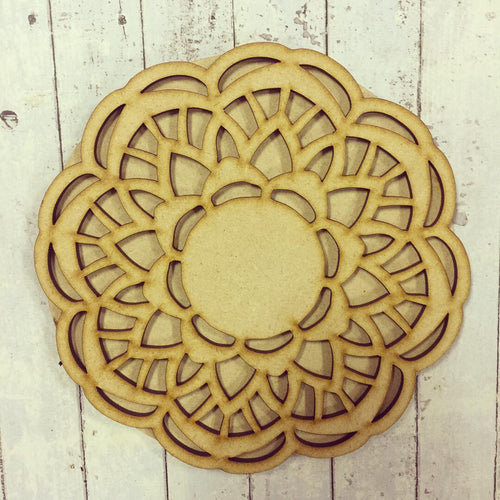 MA003 - MDF 8 petal Mandala with Backing - Olifantjie - Wooden - MDF - Lasercut - Blank - Craft - Kit - Mixed Media - UK
