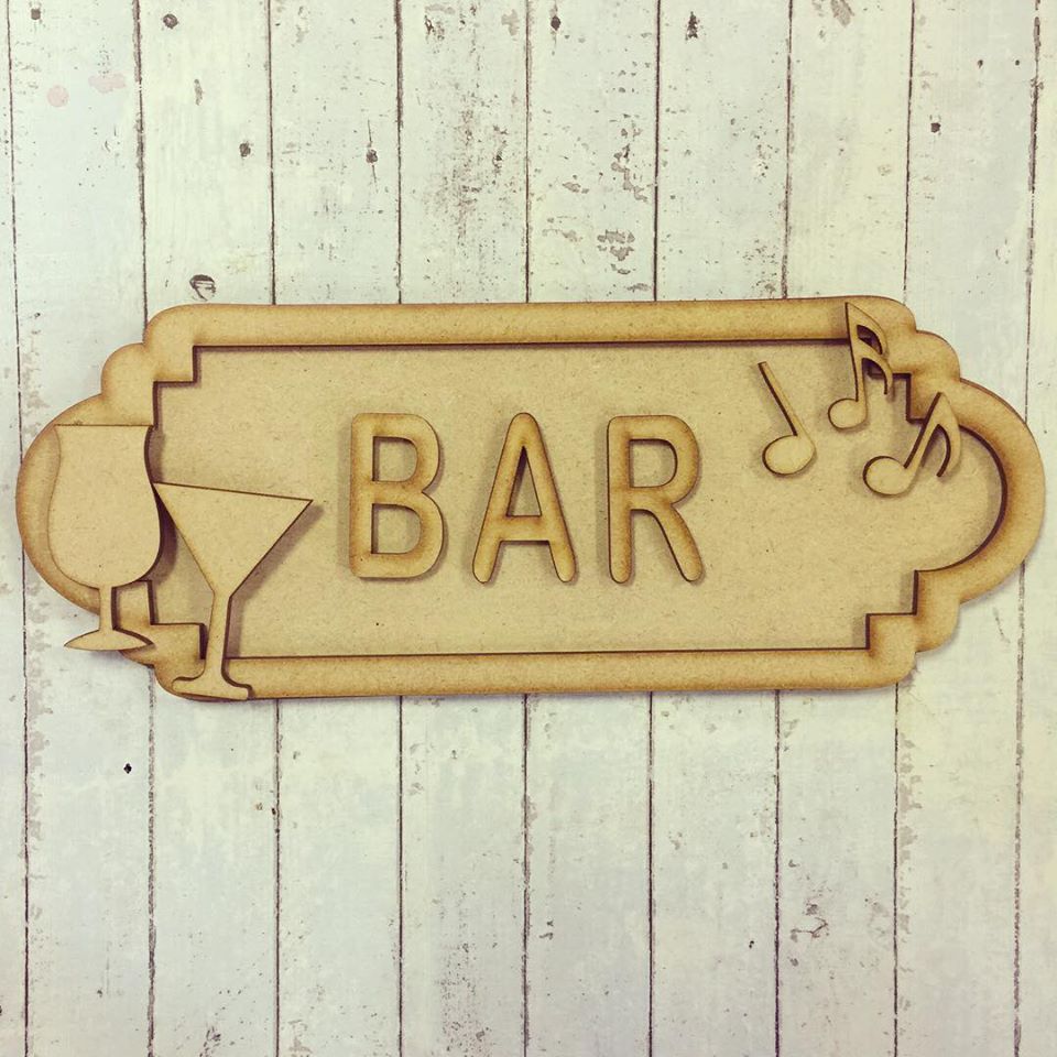 SS034 - MDF Cocktail Theme Personalised Street Sign - Medium (8 letters) - Olifantjie - Wooden - MDF - Lasercut - Blank - Craft - Kit - Mixed Media - UK