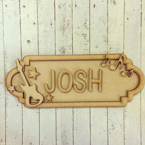 SS030 - MDF Guitar Theme Personalised Street Sign - Medium (8 letters) - Olifantjie - Wooden - MDF - Lasercut - Blank - Craft - Kit - Mixed Media - UK