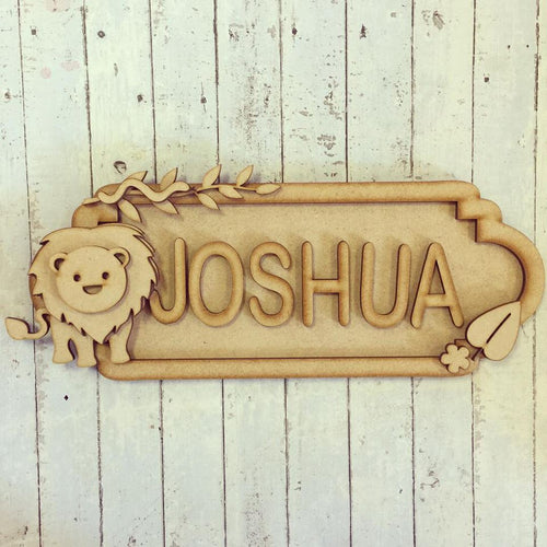 SS025 - MDF Lion Theme Personalised Street Sign - Small (6 letters) - Olifantjie - Wooden - MDF - Lasercut - Blank - Craft - Kit - Mixed Media - UK