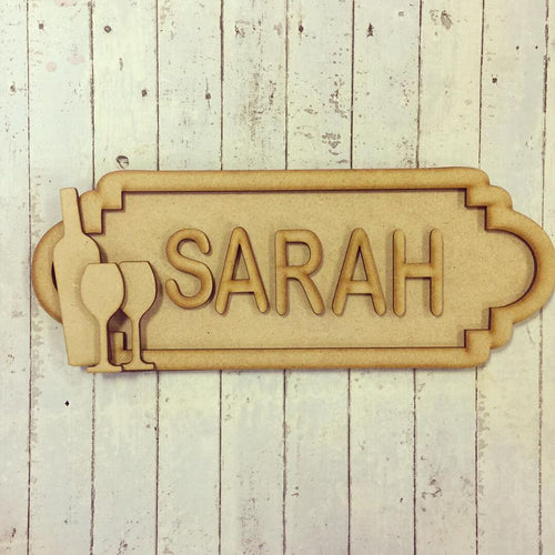 SS035 - MDF Wine Theme Personalised Street Sign - Medium (8 letters) - Olifantjie - Wooden - MDF - Lasercut - Blank - Craft - Kit - Mixed Media - UK