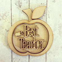 OL220 - MDF Teacher Apple - Olifantjie - Wooden - MDF - Lasercut - Blank - Craft - Kit - Mixed Media - UK