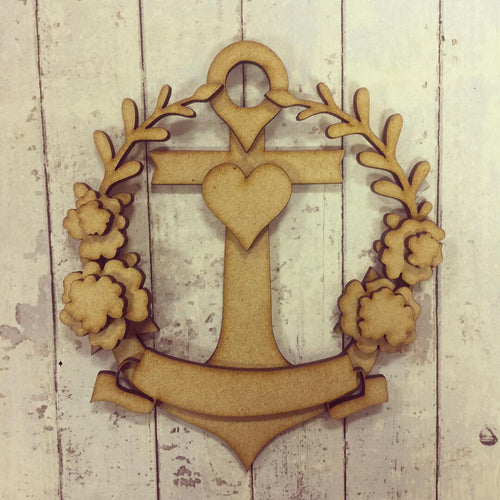 SJ018 - MDF Anchor and Laurel Banner Set - Olifantjie - Wooden - MDF - Lasercut - Blank - Craft - Kit - Mixed Media - UK