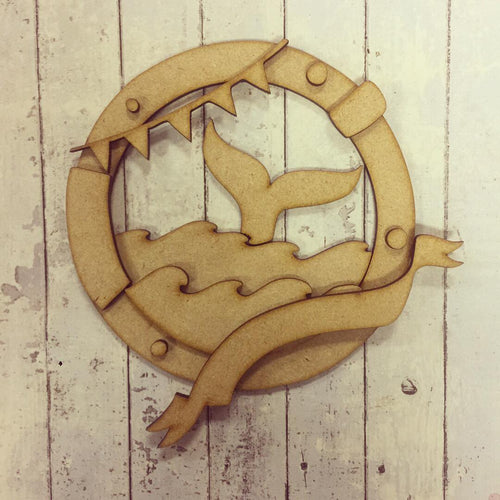 SJ015 - MDF Whale or Mermaid Tail Porthole - Olifantjie - Wooden - MDF - Lasercut - Blank - Craft - Kit - Mixed Media - UK