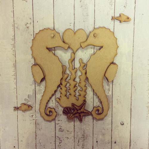 SJ016 - MDF Seahorses - Olifantjie - Wooden - MDF - Lasercut - Blank - Craft - Kit - Mixed Media - UK