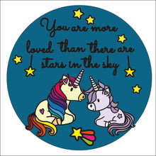 OL2021 - MDF Round Doodle Unicorn -  ‘you are more loved than there are stars in the sky’ - Olifantjie - Wooden - MDF - Lasercut - Blank - Craft - Kit - Mixed Media - UK