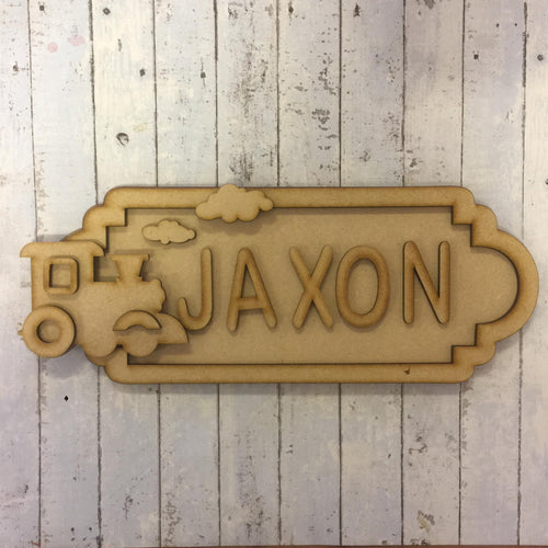 SS038 - MDF Train Theme Personalised Street Sign - Small (6 letters) - Olifantjie - Wooden - MDF - Lasercut - Blank - Craft - Kit - Mixed Media - UK