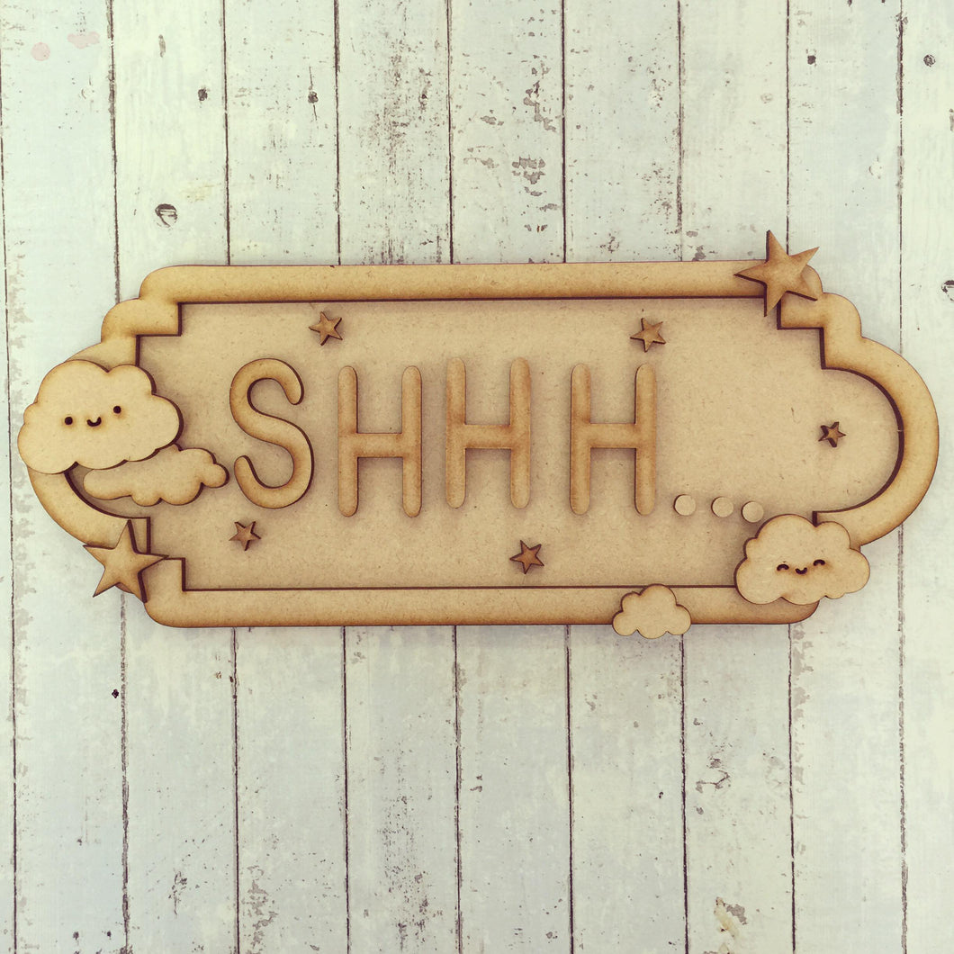 SS039 - MDF Cloud Theme Personalised Street Sign - Small (6 letters) - Olifantjie - Wooden - MDF - Lasercut - Blank - Craft - Kit - Mixed Media - UK