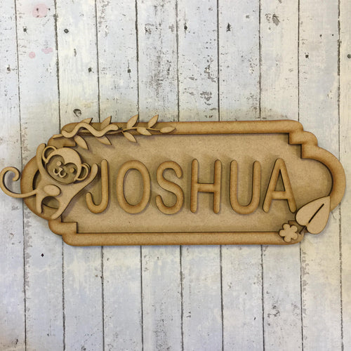 SS037 - MDF Monkey Theme Personalised Street Sign - Large (12 letters) - Olifantjie - Wooden - MDF - Lasercut - Blank - Craft - Kit - Mixed Media - UK