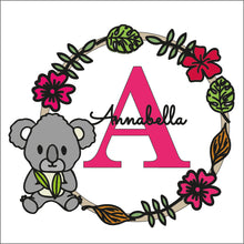 W065 - MDF Animal doodle Personalised Wreath - Koala - Olifantjie - Wooden - MDF - Lasercut - Blank - Craft - Kit - Mixed Media - UK