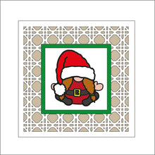 OL2231 - MDF Rattan Effect Square Plaque Gonk Doodle -  Christmas Female gnome - Olifantjie - Wooden - MDF - Lasercut - Blank - Craft - Kit - Mixed Media - UK