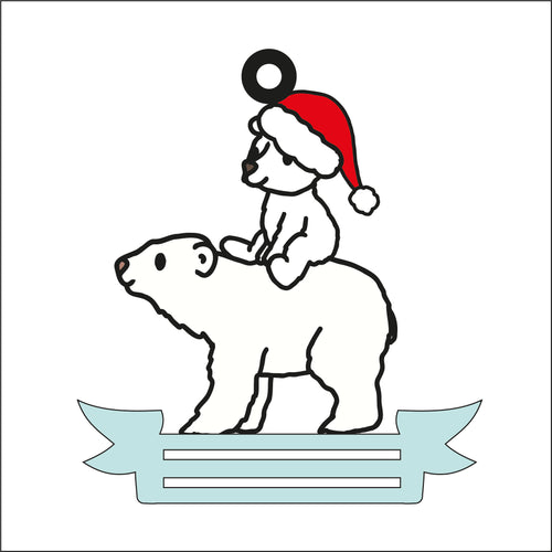 OL2637 - MDF Note Holder - Polar bears 2 - with additional banner - Olifantjie - Wooden - MDF - Lasercut - Blank - Craft - Kit - Mixed Media - UK