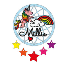 DC096 - MDF Doodle Unicorn Dream Catcher Style 2 - with Initial or Wording - Olifantjie - Wooden - MDF - Lasercut - Blank - Craft - Kit - Mixed Media - UK