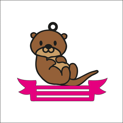 OL2638 - MDF Note Holder - Otter 1 - with additional banner - Olifantjie - Wooden - MDF - Lasercut - Blank - Craft - Kit - Mixed Media - UK