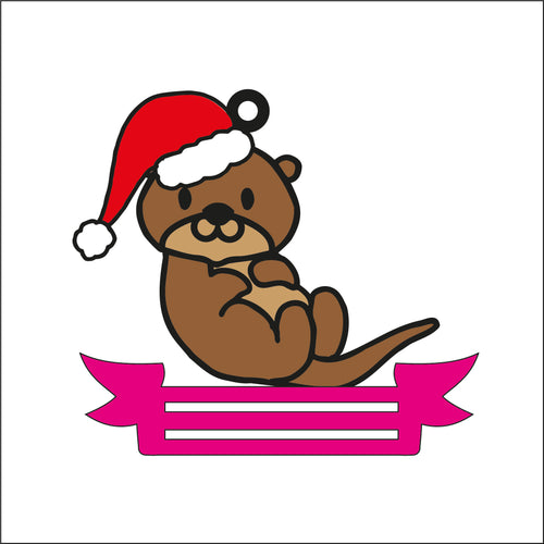 OL2639 - MDF Note Holder - Otter 2 - with additional banner - Olifantjie - Wooden - MDF - Lasercut - Blank - Craft - Kit - Mixed Media - UK