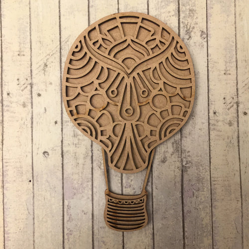 SJ136 - MDF Layered Mandala - Hot Air Balloon - Olifantjie - Wooden - MDF - Lasercut - Blank - Craft - Kit - Mixed Media - UK