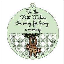 OL1750 - MDF Rattan Jungle Monkey Doodle ‘To The Best ….. I'm sorry for being a monkey’ Hanging - Olifantjie - Wooden - MDF - Lasercut - Blank - Craft - Kit - Mixed Media - UK