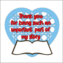 RH003 - MDF Rattan Heart Hanging - Book - 'Thank you for being such an important part of my story; - Olifantjie - Wooden - MDF - Lasercut - Blank - Craft - Kit - Mixed Media - UK