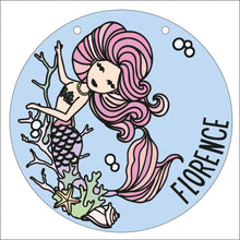 OL1931 - MDF Mermaid Doodles - Round  Scene Personalised Layered Plaque - Mermaid Style 2 - Olifantjie - Wooden - MDF - Lasercut - Blank - Craft - Kit - Mixed Media - UK