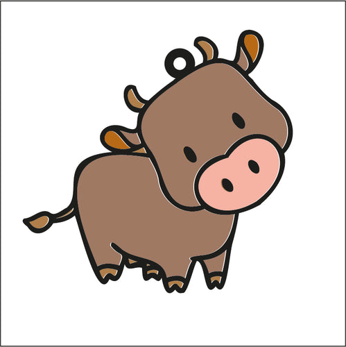 OL1764 - MDF  doodle Farm hanging - Cow style 2 - Olifantjie - Wooden - MDF - Lasercut - Blank - Craft - Kit - Mixed Media - UK