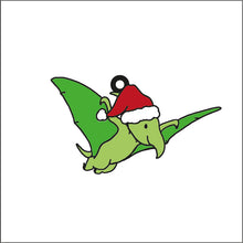 OL2051 - MDF Doodle Christmas Dinosaur Hanging - Dino 7 hat - with or without banner - Olifantjie - Wooden - MDF - Lasercut - Blank - Craft - Kit - Mixed Media - UK