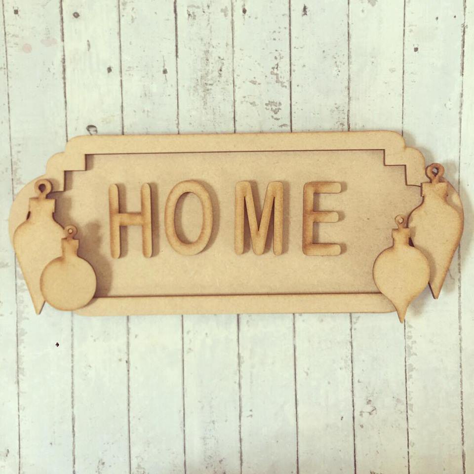 SS064 - MDF Bauble Themed Personalised Street Sign - Medium (8 letters) - Olifantjie - Wooden - MDF - Lasercut - Blank - Craft - Kit - Mixed Media - UK