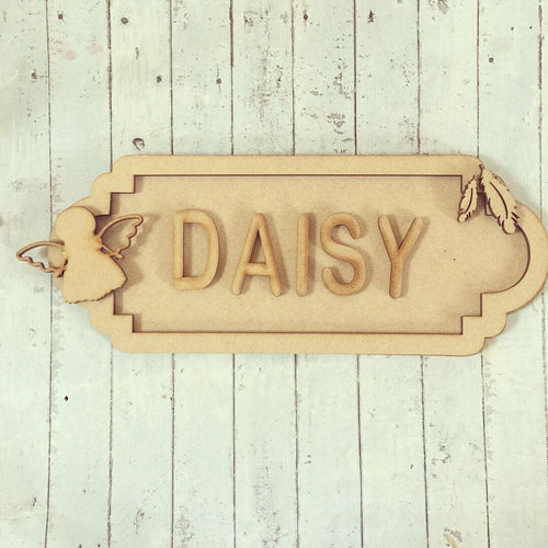 SS063 - MDF Angel Themed Personalised Street Sign - Large (12 letters) - Olifantjie - Wooden - MDF - Lasercut - Blank - Craft - Kit - Mixed Media - UK
