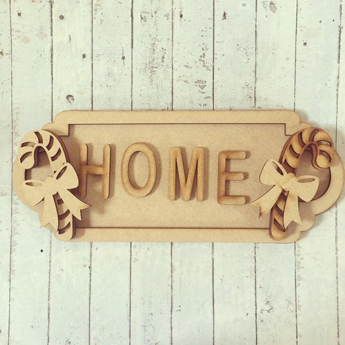 SS066 - MDF Candy Cane Themed Personalised Street Sign - Medium (8 letters) - Olifantjie - Wooden - MDF - Lasercut - Blank - Craft - Kit - Mixed Media - UK