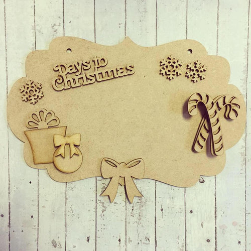 CH088 - MDF Countdown to Christmas Plaque - Presents - Choice Wording & Plaque Shape - Olifantjie - Wooden - MDF - Lasercut - Blank - Craft - Kit - Mixed Media - UK