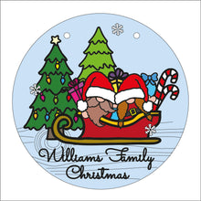 OL2239 - MDF Christmas Doodle Gonk Rattan Circle  Plaque - Your wording - Christmas Sleigh - Olifantjie - Wooden - MDF - Lasercut - Blank - Craft - Kit - Mixed Media - UK