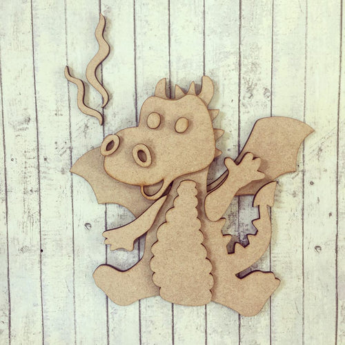 SJ076 - MDF Cute Dragon - Olifantjie - Wooden - MDF - Lasercut - Blank - Craft - Kit - Mixed Media - UK