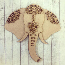 SJ082 - MDF Forward Facing Elephant Mandala Head - Olifantjie - Wooden - MDF - Lasercut - Blank - Craft - Kit - Mixed Media - UK