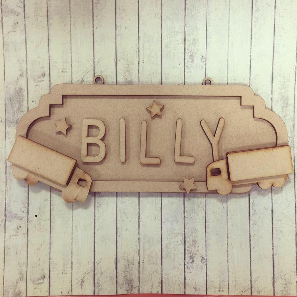 SS073 - MDF Truck Personalised Street Sign -  Small (6 letters) - Olifantjie - Wooden - MDF - Lasercut - Blank - Craft - Kit - Mixed Media - UK