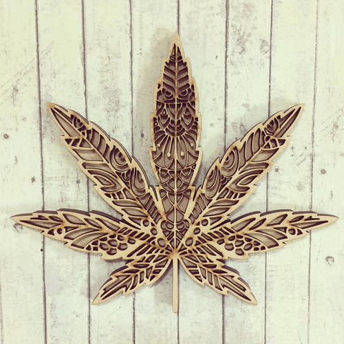 SJ314 - MDF Hemp Leaf Mandala - Olifantjie - Wooden - MDF - Lasercut - Blank - Craft - Kit - Mixed Media - UK