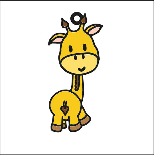 OL1960  - MDF Doodle Jungle Animal Hanging - Giraffe 1 - Olifantjie - Wooden - MDF - Lasercut - Blank - Craft - Kit - Mixed Media - UK