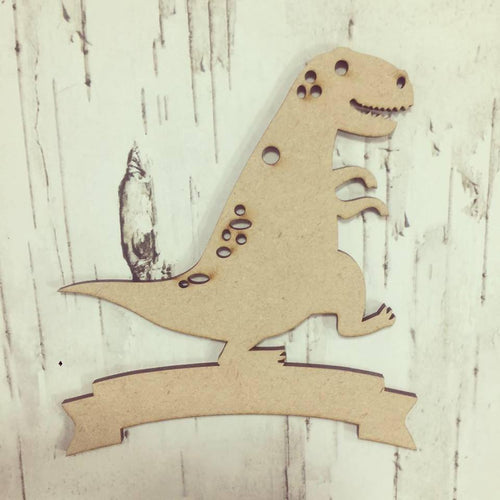 CH107 - MDF Dinosaur Christmas Bauble - Optional Hole - Olifantjie - Wooden - MDF - Lasercut - Blank - Craft - Kit - Mixed Media - UK