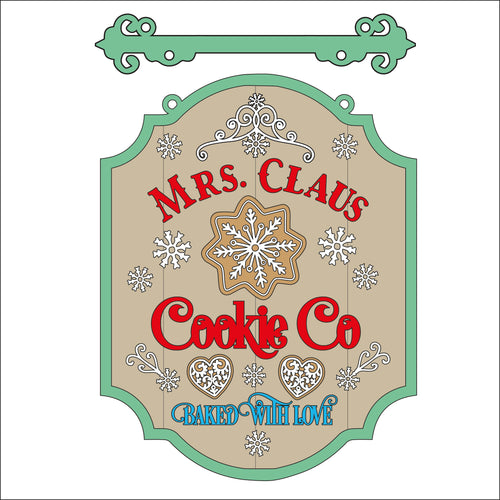 OL2388 - MDF Farmhouse Doodle Christmas - Hanging Sign Layered Plaque - Mrs Claus Cookie - Olifantjie - Wooden - MDF - Lasercut - Blank - Craft - Kit - Mixed Media - UK