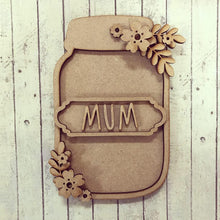 MJ005 - MDF Mason Jar with Floral Embellishments - Olifantjie - Wooden - MDF - Lasercut - Blank - Craft - Kit - Mixed Media - UK