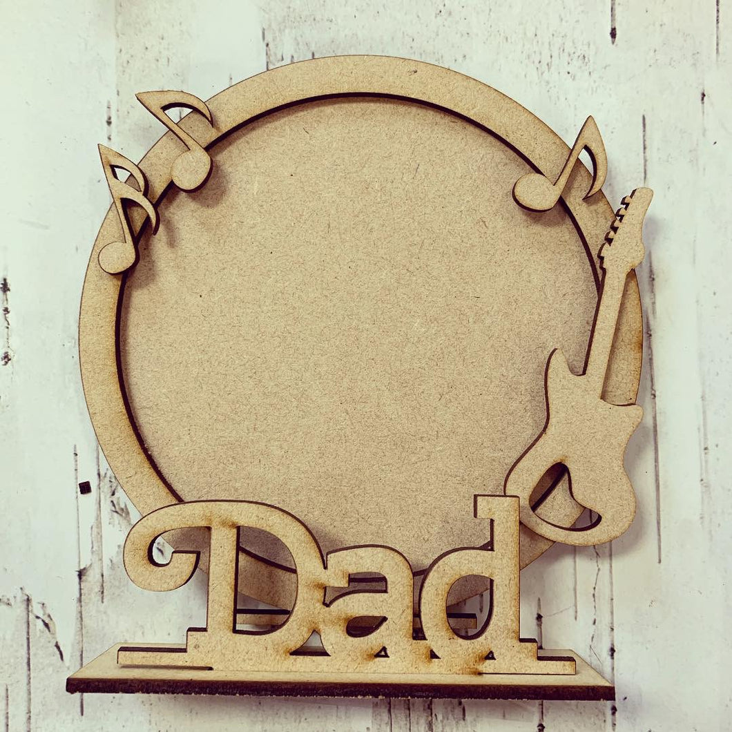 CF006 - MDF Electric Guitar Themed Personalised Freestanding Circular Photo Frame - Olifantjie - Wooden - MDF - Lasercut - Blank - Craft - Kit - Mixed Media - UK